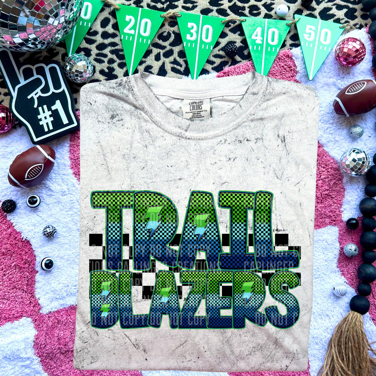 Trailblazers Blue and Green Checkered (Caplinger) DTF transfer