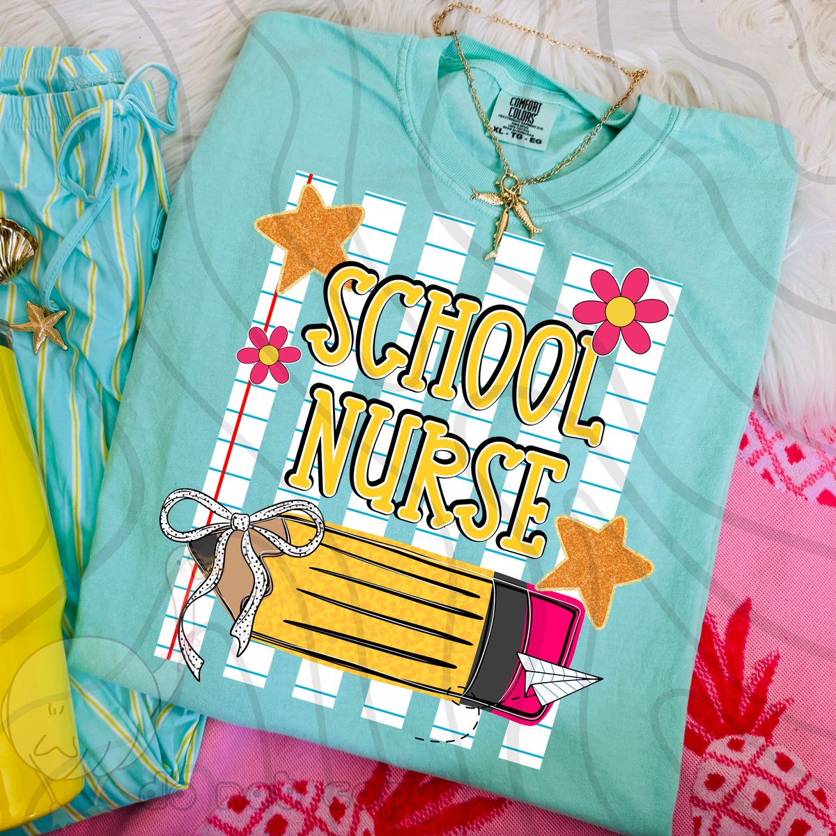 School nurse pencil stripes (DKD) DTF Transfer