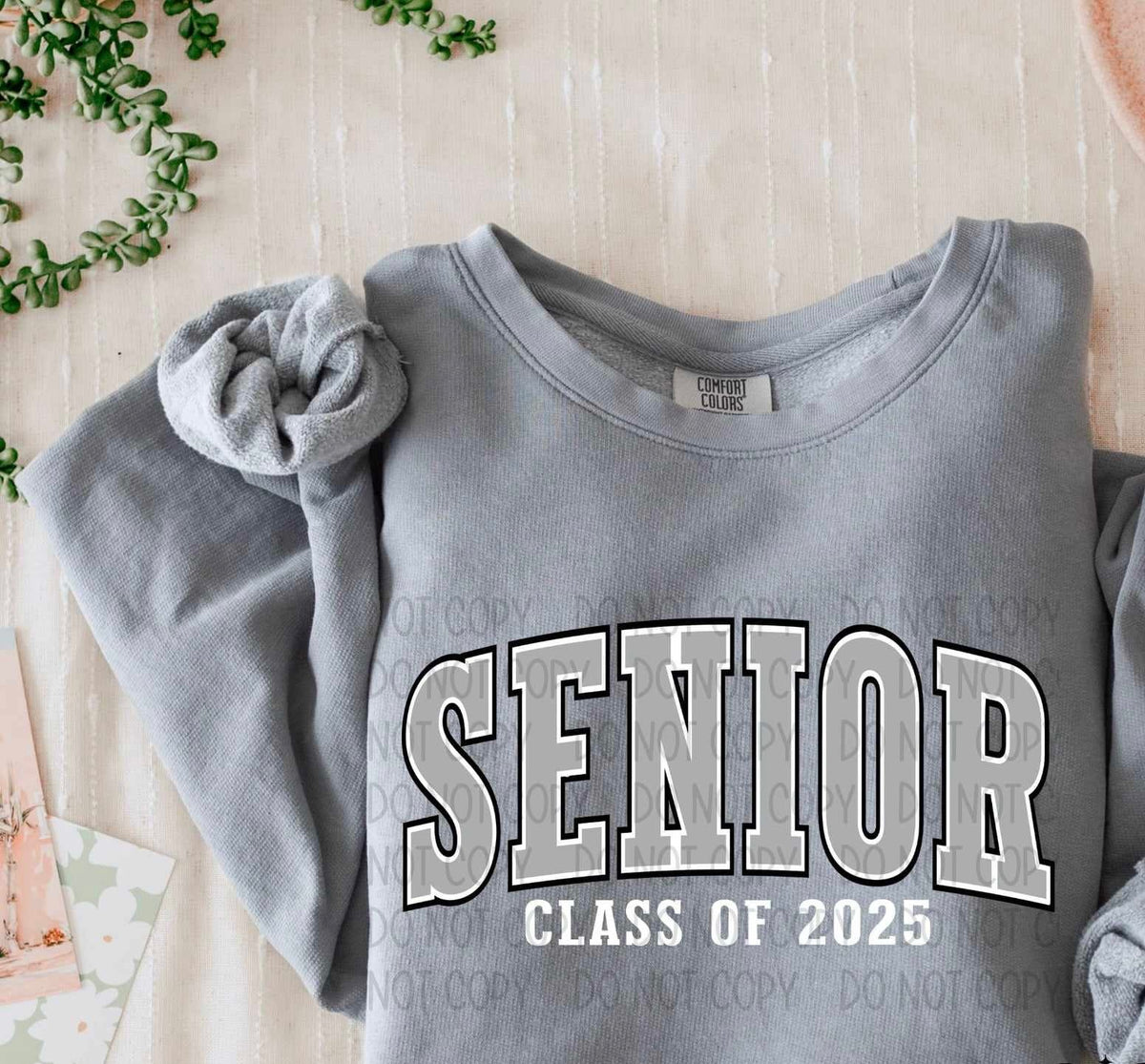 Senior class of 2025 grey varsity black outline (SW) 60296 DTF transfer