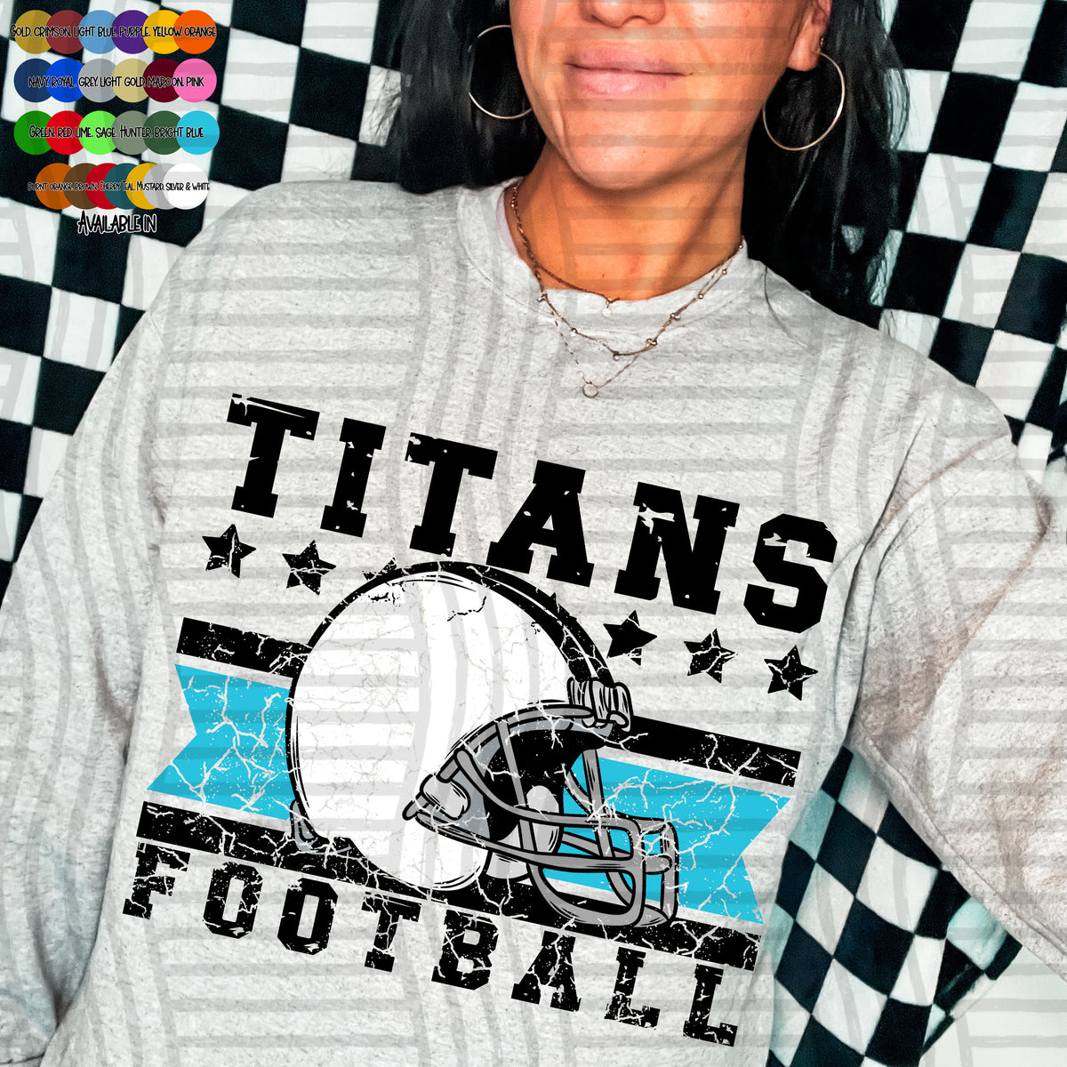 titans football helmet distressed colors (caplinger) DTF transfer