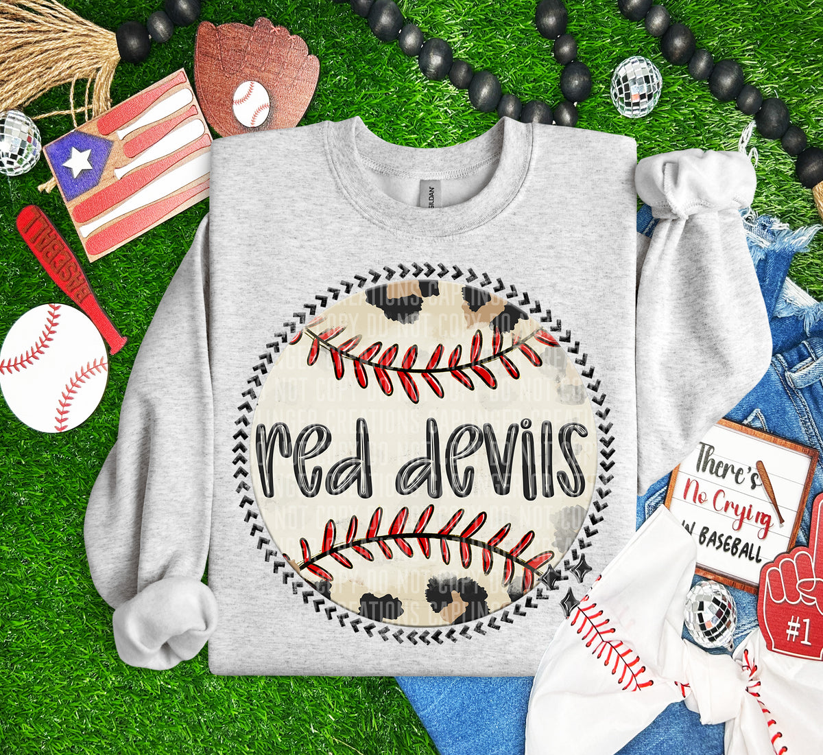 Red Devils baseball background (Caplinger) DTF transfer