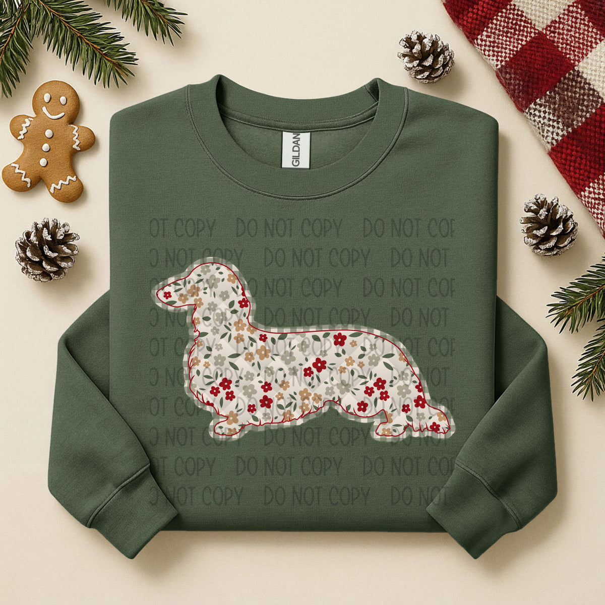 Dachshund Long hair floral (SWD) DTF TRANSFER