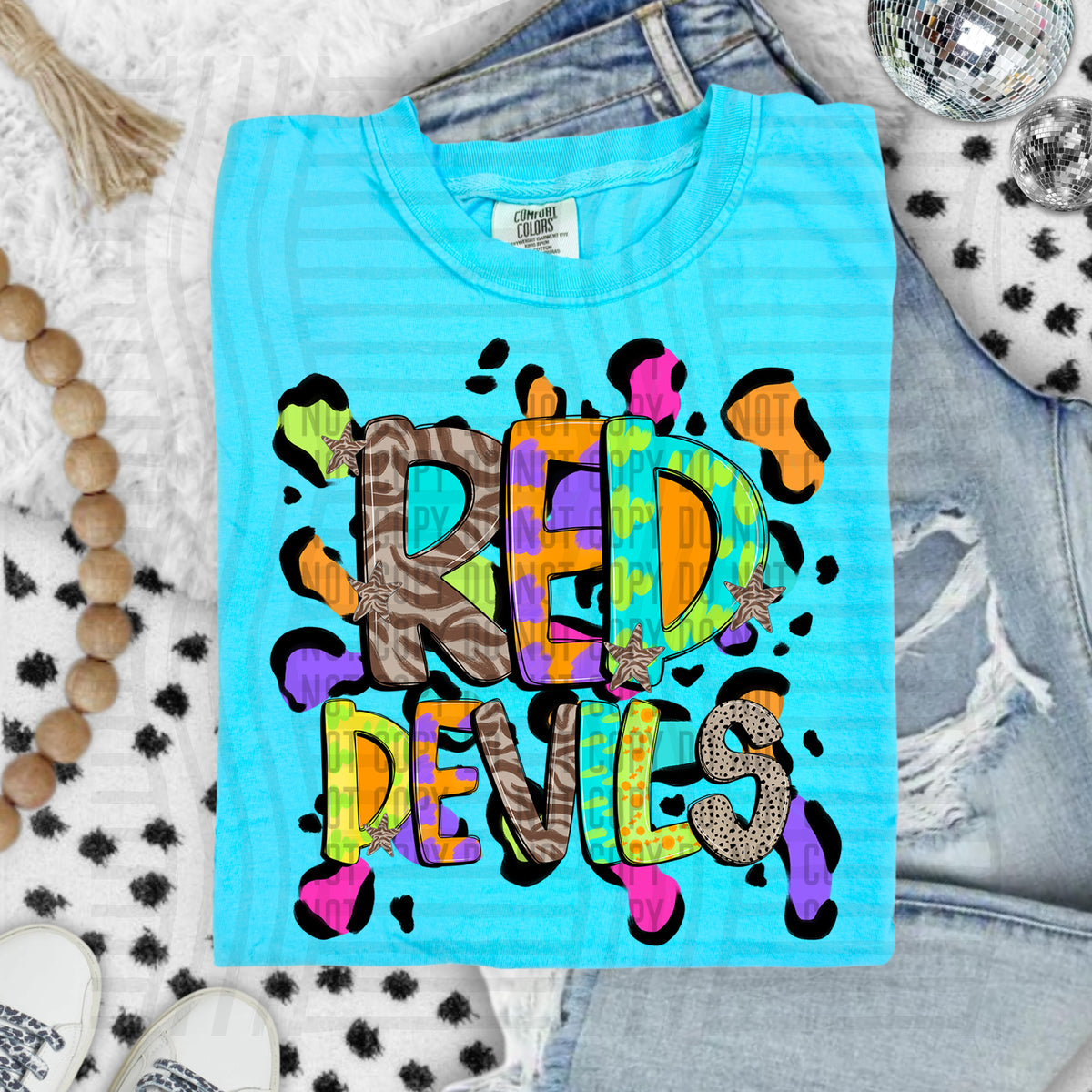 Red devils Funky Mix Up Leopard Mascot (Caplinger) DTF transfer