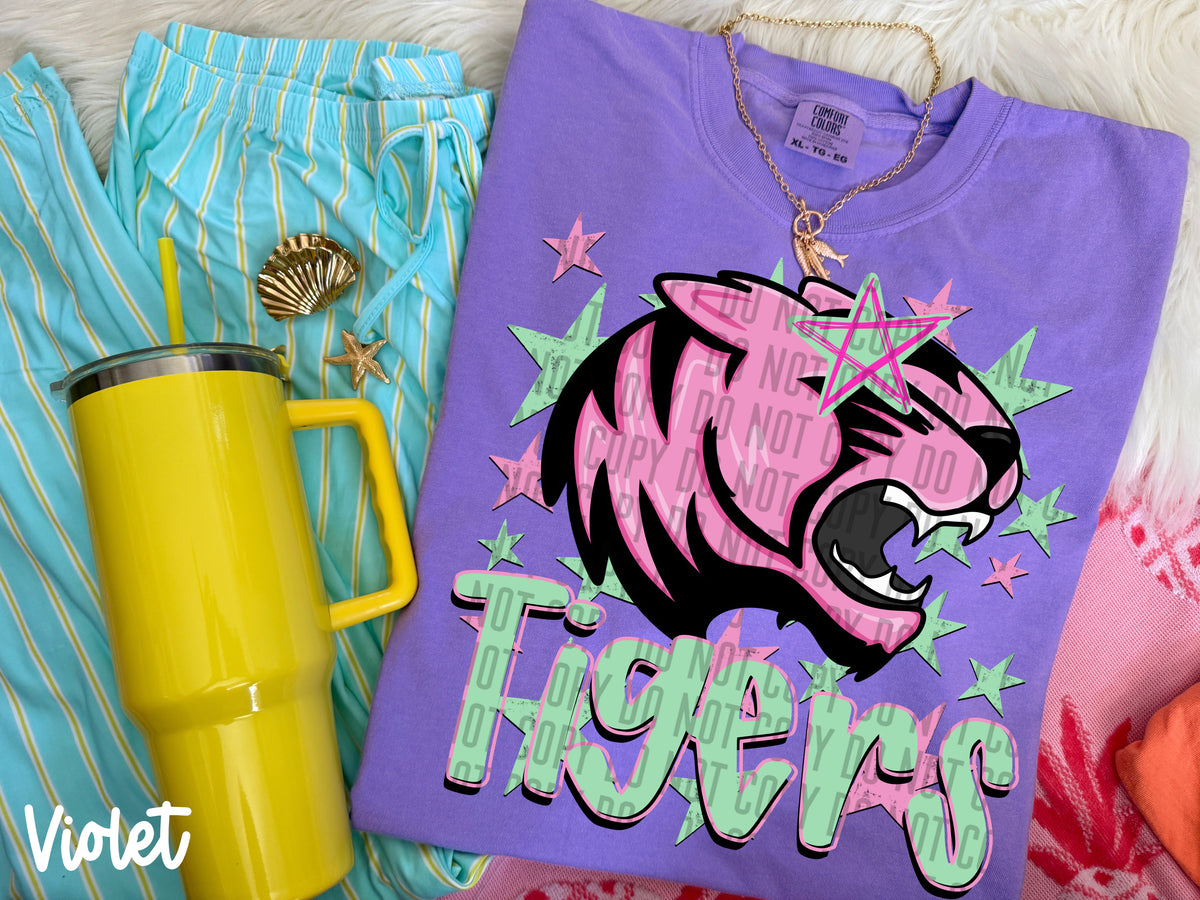 tigers pink starry eyed (Caplinger) DTF Transfer