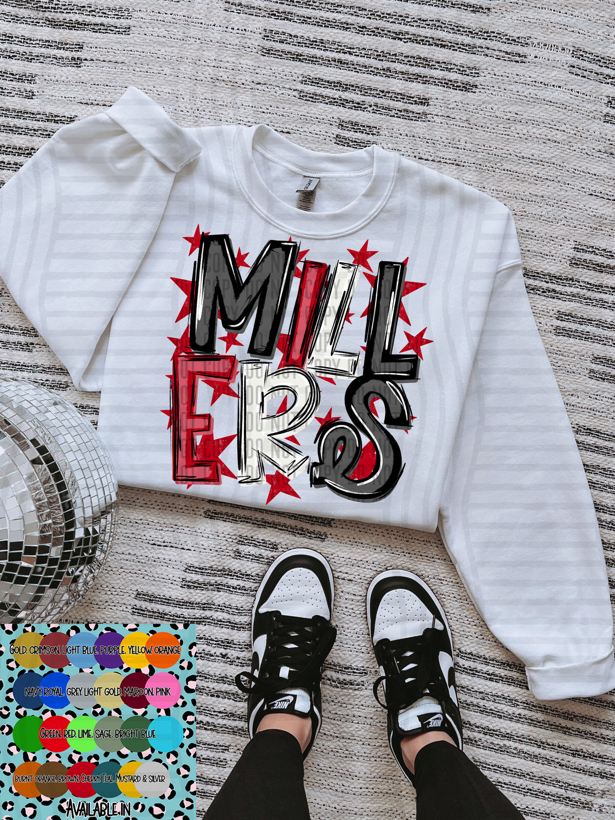 millers black white and red with red stars (Caplinger) DTF Transfer