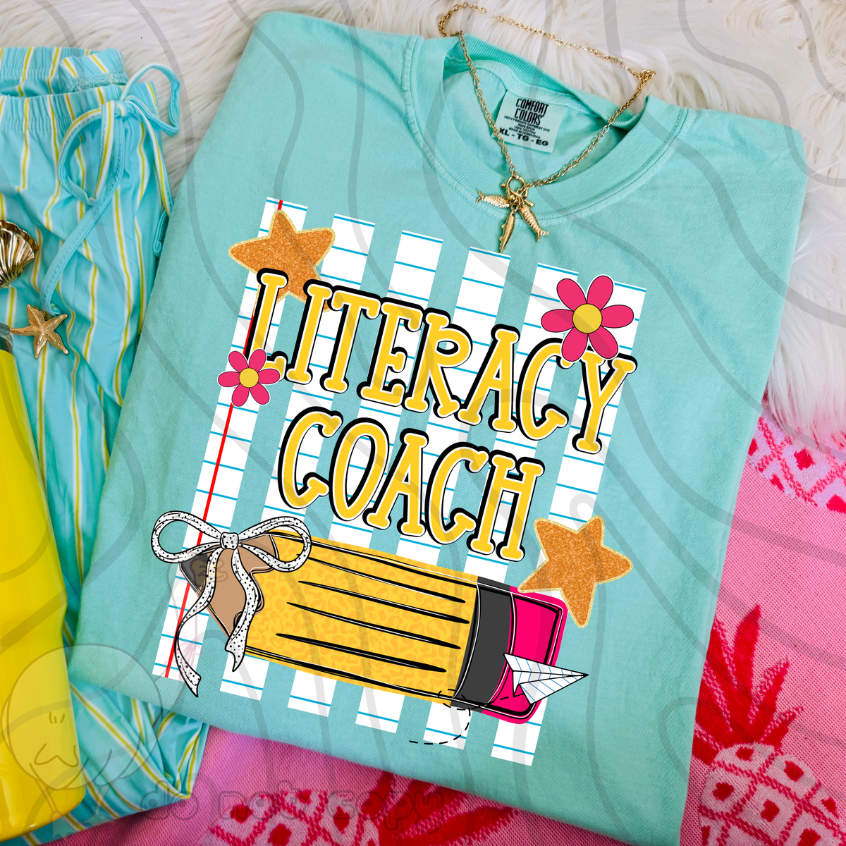 Literacy coach pencil stripes (DKD) DTF Transfer