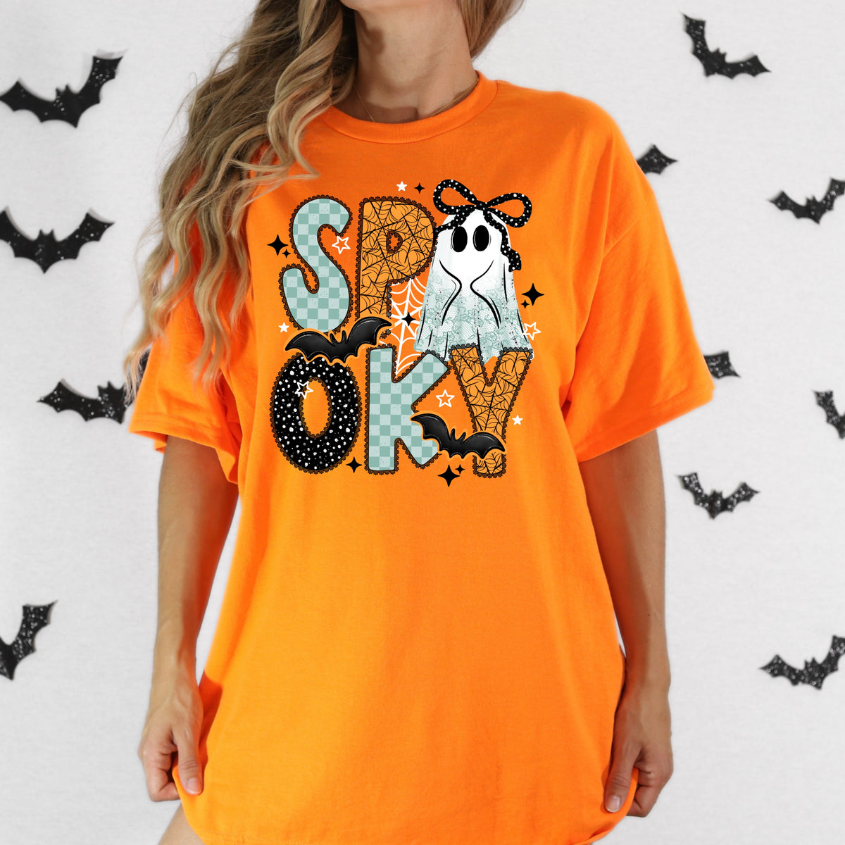 Spooky ghost teal and orange (CSC) DTF Transfer
