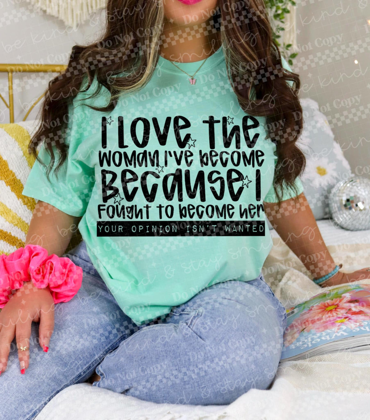 I love the woman I’ve become BLACK (two peas) DTF Transfer