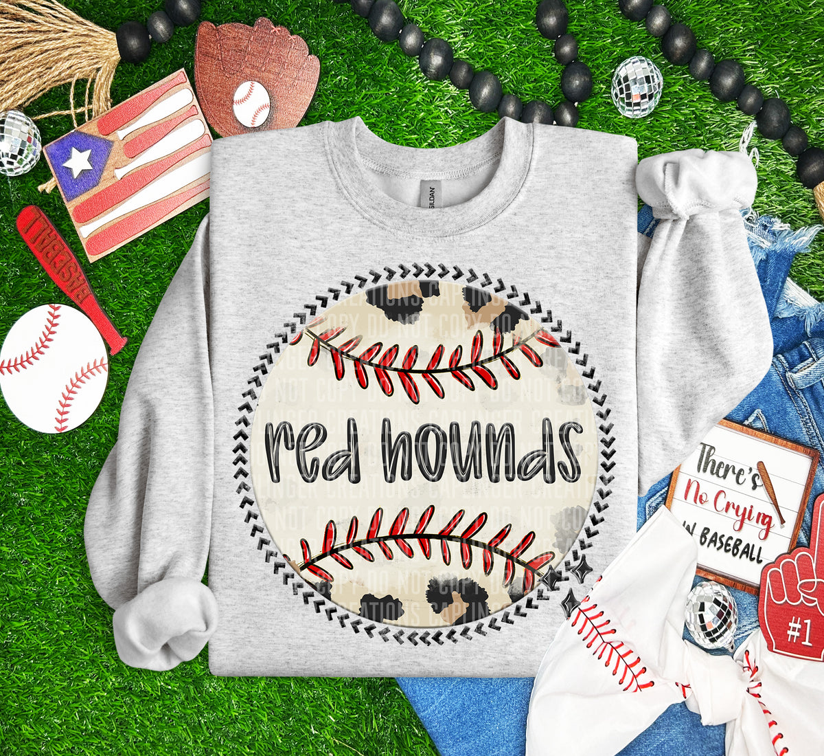 Red Hounds baseball background (Caplinger) DTF transfer