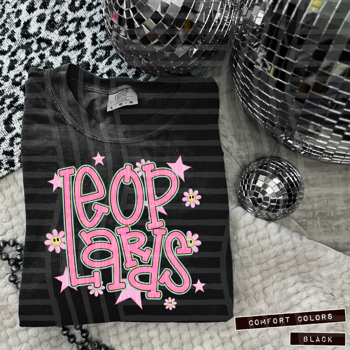 Leopards Pink Flowers And Stars 104980 DTF transfer