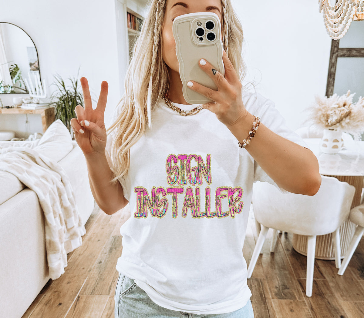Pink and Leopard SIGN INSTALLER (Caplinger) DTF transfer