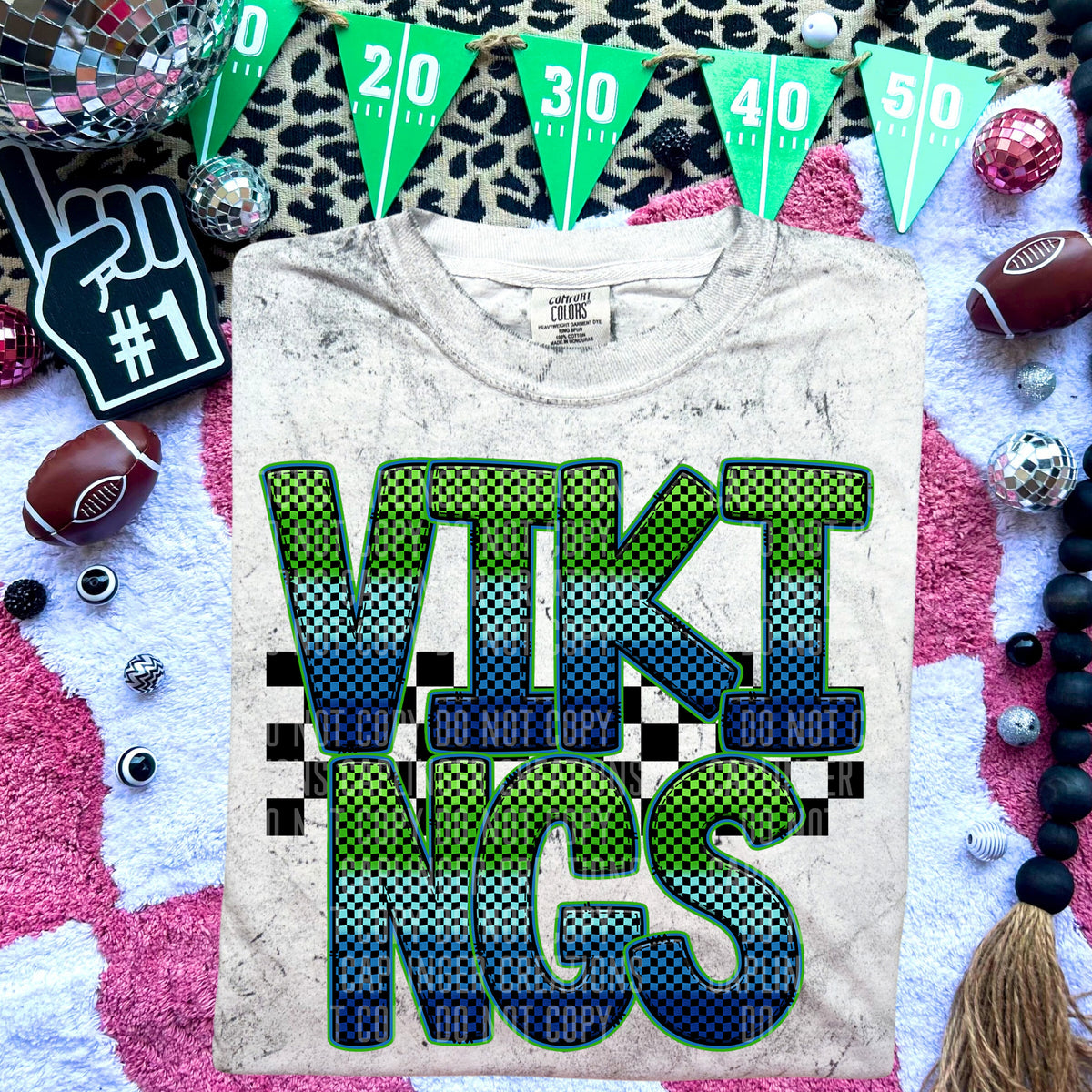 Vikings Blue and Green Checkered (Caplinger) DTF transfer