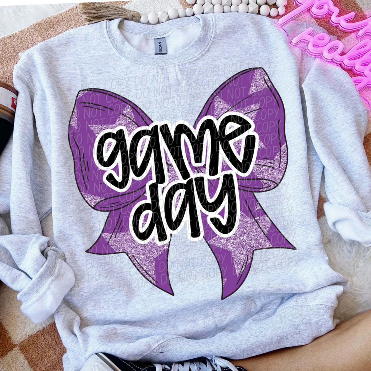 Game day purple bow (CITY) 91312 DTF transfer