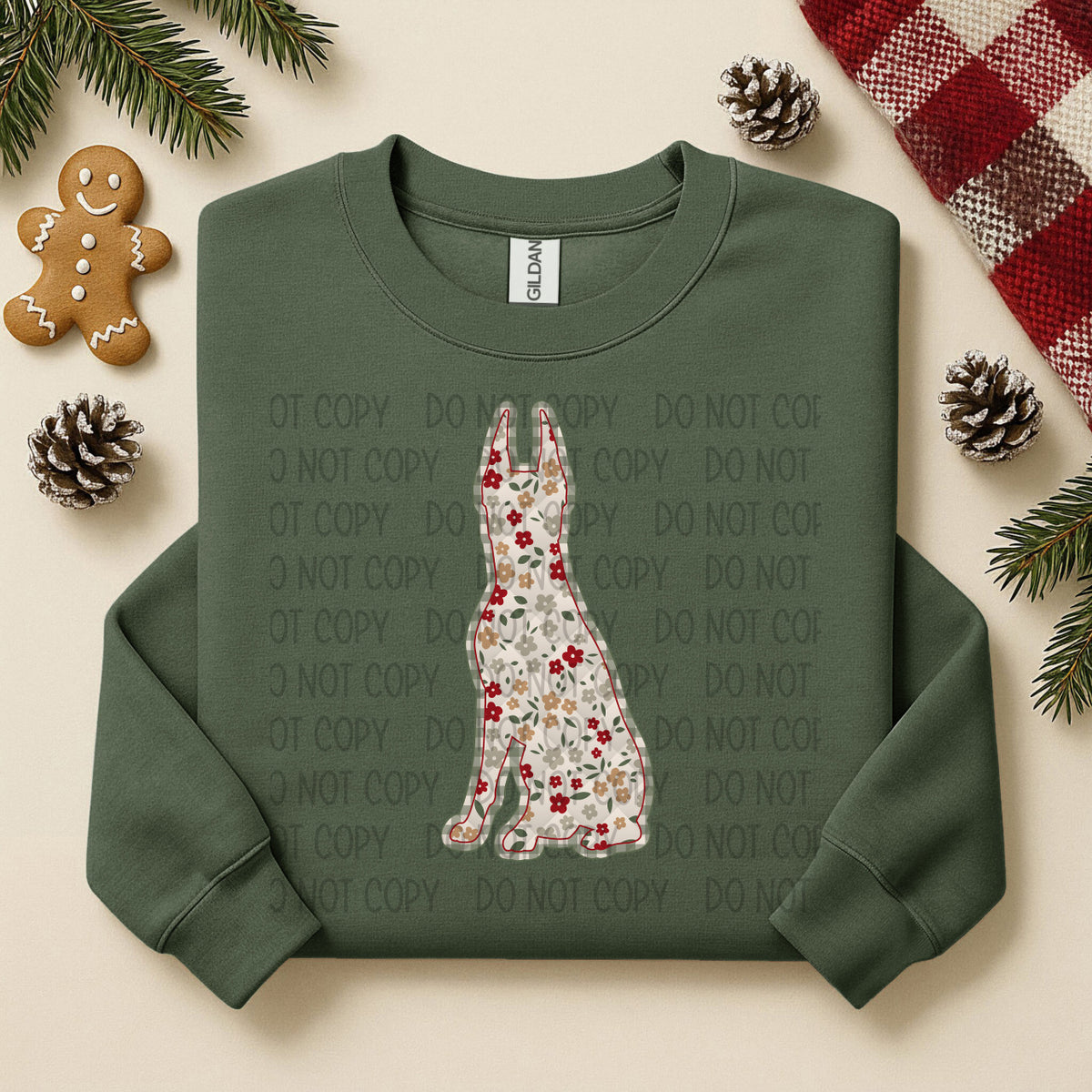 Doberman Clipped Ears floral (SWD) DTF TRANSFER