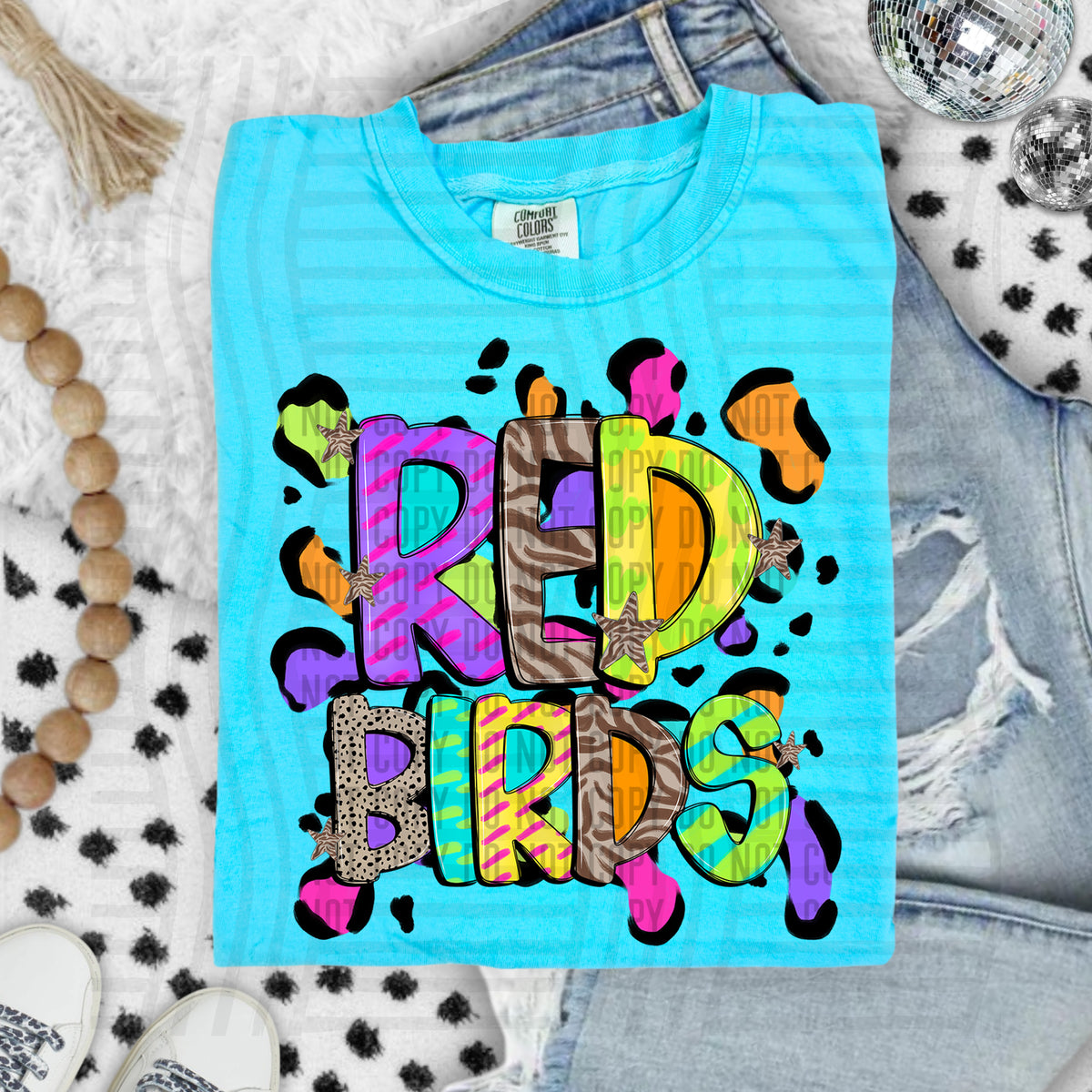 Red birds Funky Mix Up Leopard Mascot (Caplinger) DTF transfer