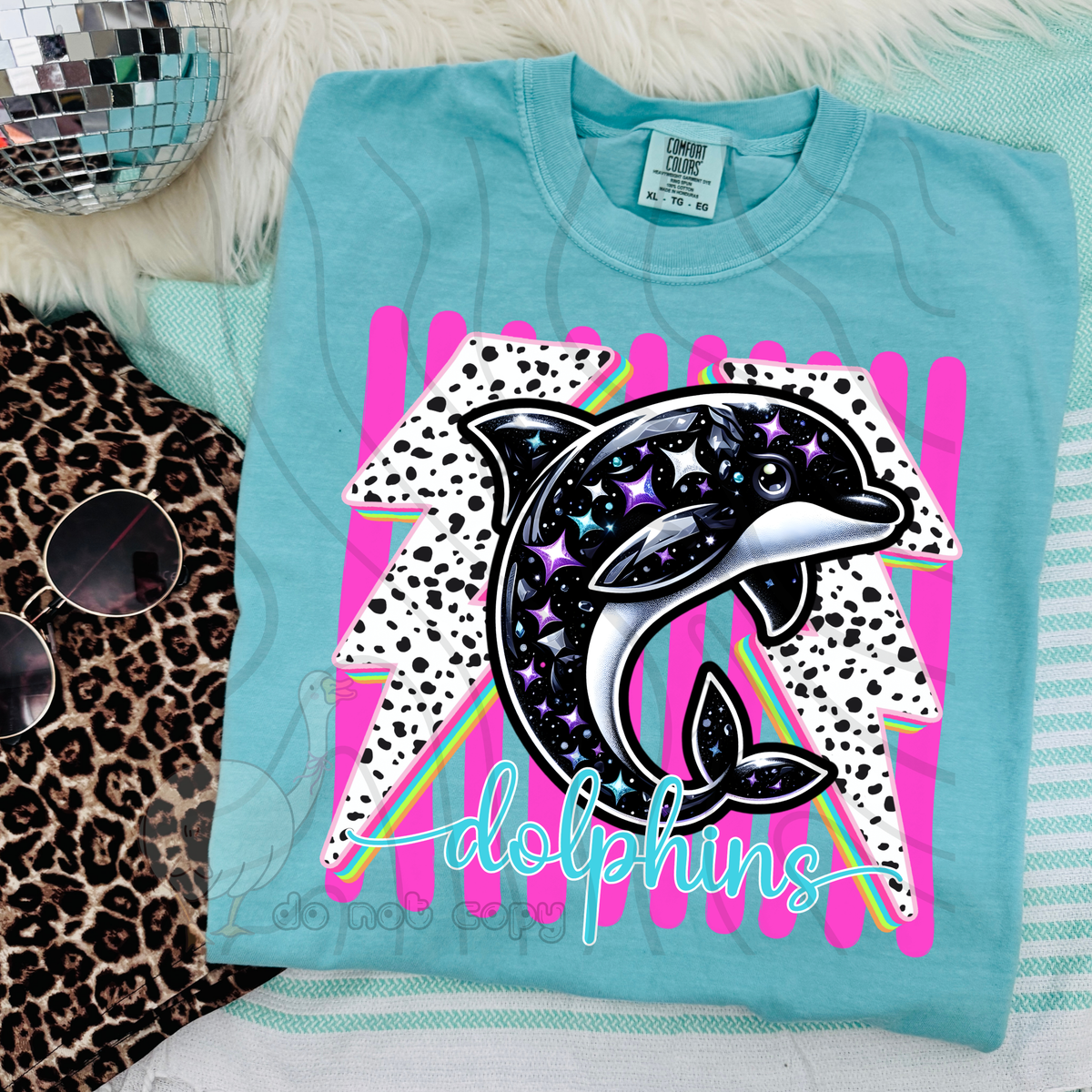 Dolphins Preppy Bling Mascot (DKDBK) DTF transfer