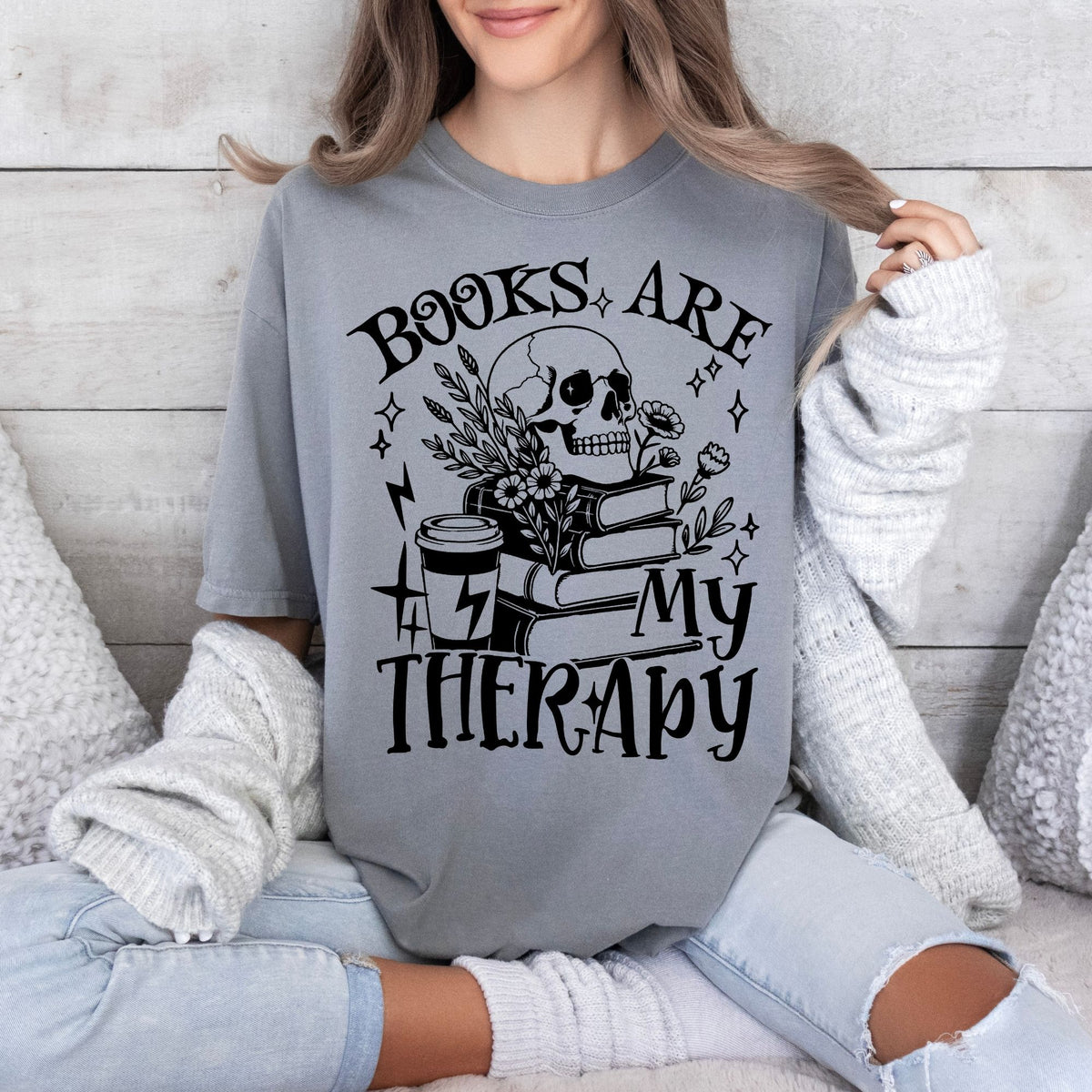 Books Are My Therapy-38855-DTF transfer