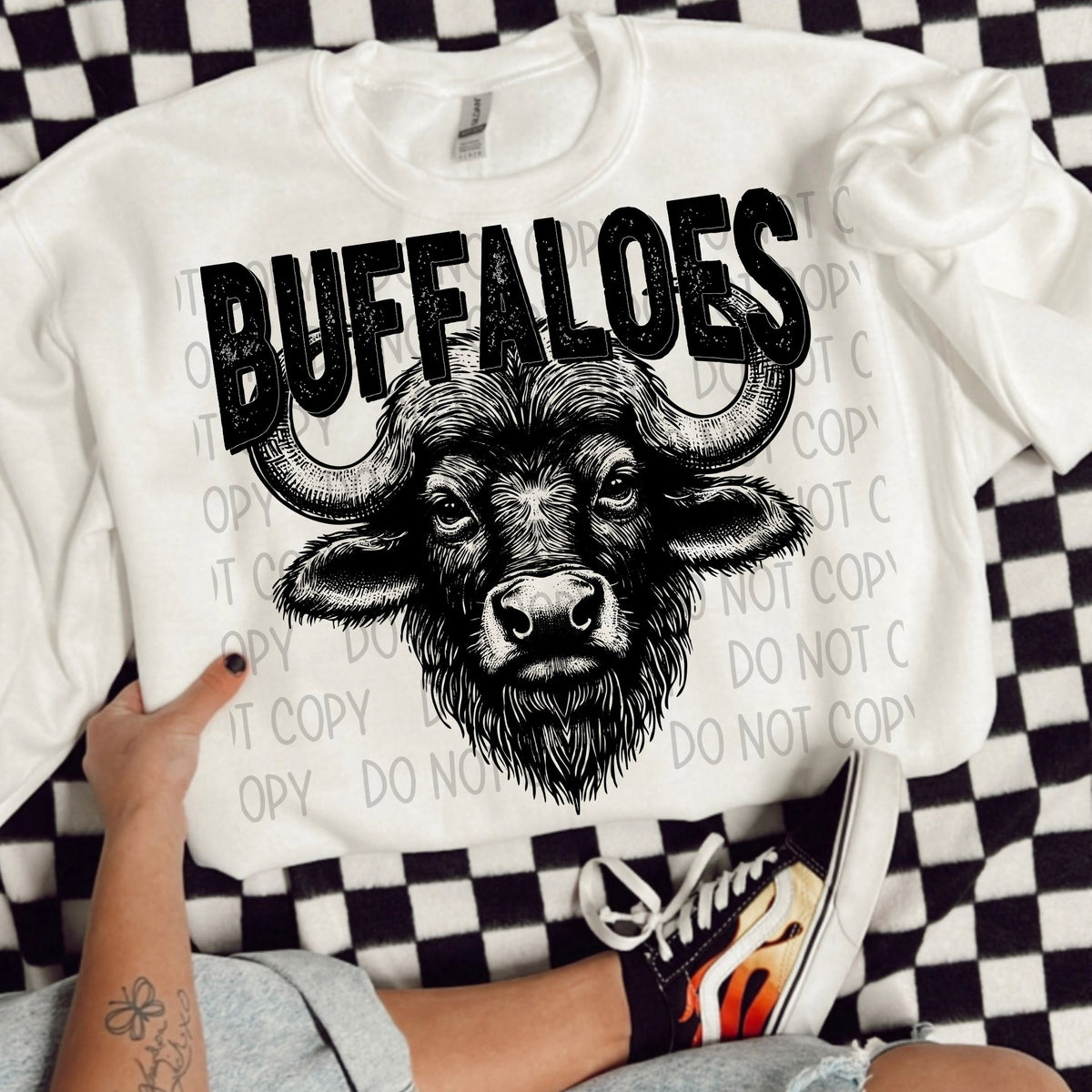 Buffaloes black/white outline DTF transfer