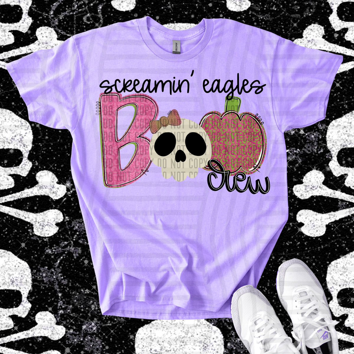 screamin eagles boo crew skull and apple (Caplinger) DTF Transfer