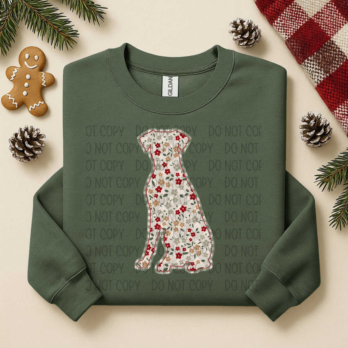 Doberman Floppy Ears floral (SWD) DTF TRANSFER