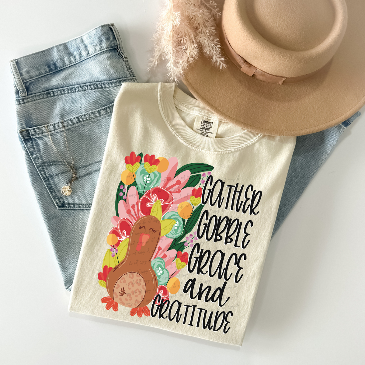 Gather Gobble Grace And Gratitude(BLACK) 117305 DTF Transfer