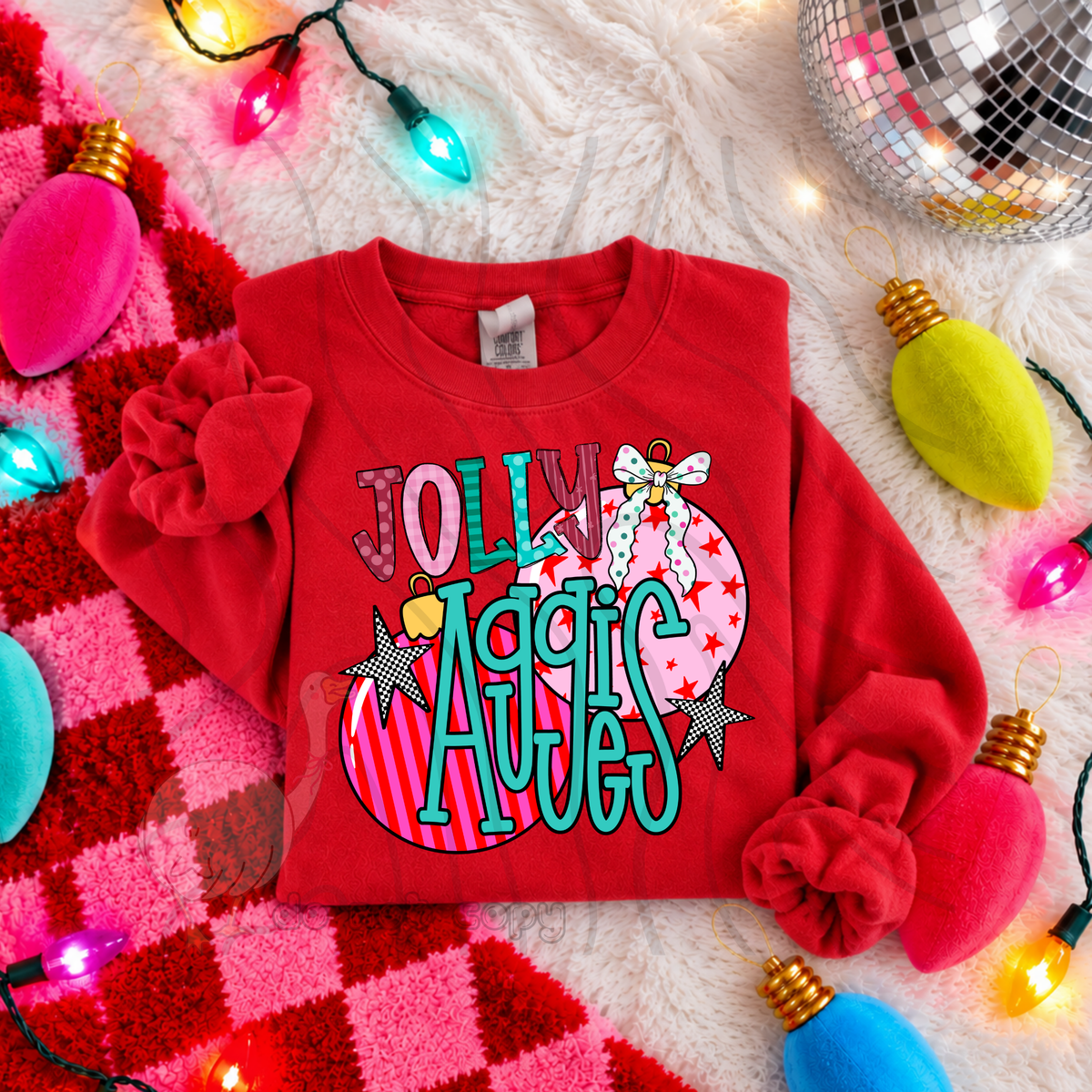 Jolly Aggies pink ornaments (DKD) DTF Transfer