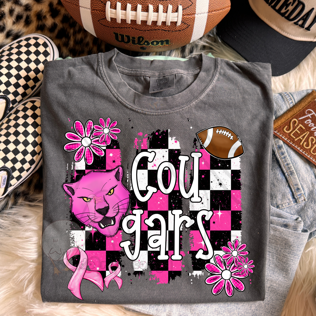 Cougars Pink Checker Mascot (DKD) DTF Transfers