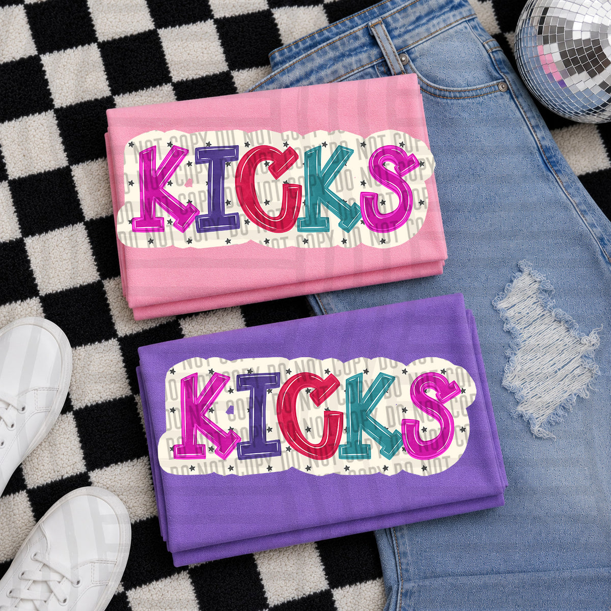 kicks bubble around letters with small stars (Caplinger) DTF Transfer