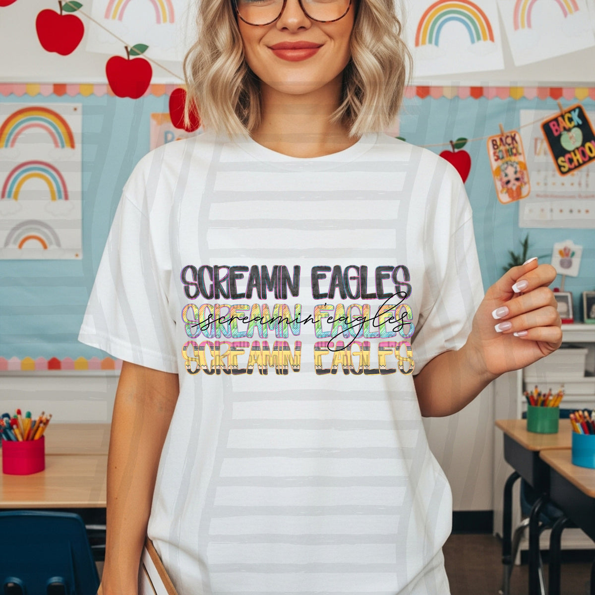 screamin eagles crayon cutie stacked (Caplinger) DTF Transfer