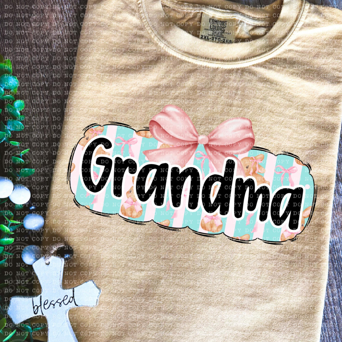 Grandma bunny background (ECHT) 85627 DTF transfer