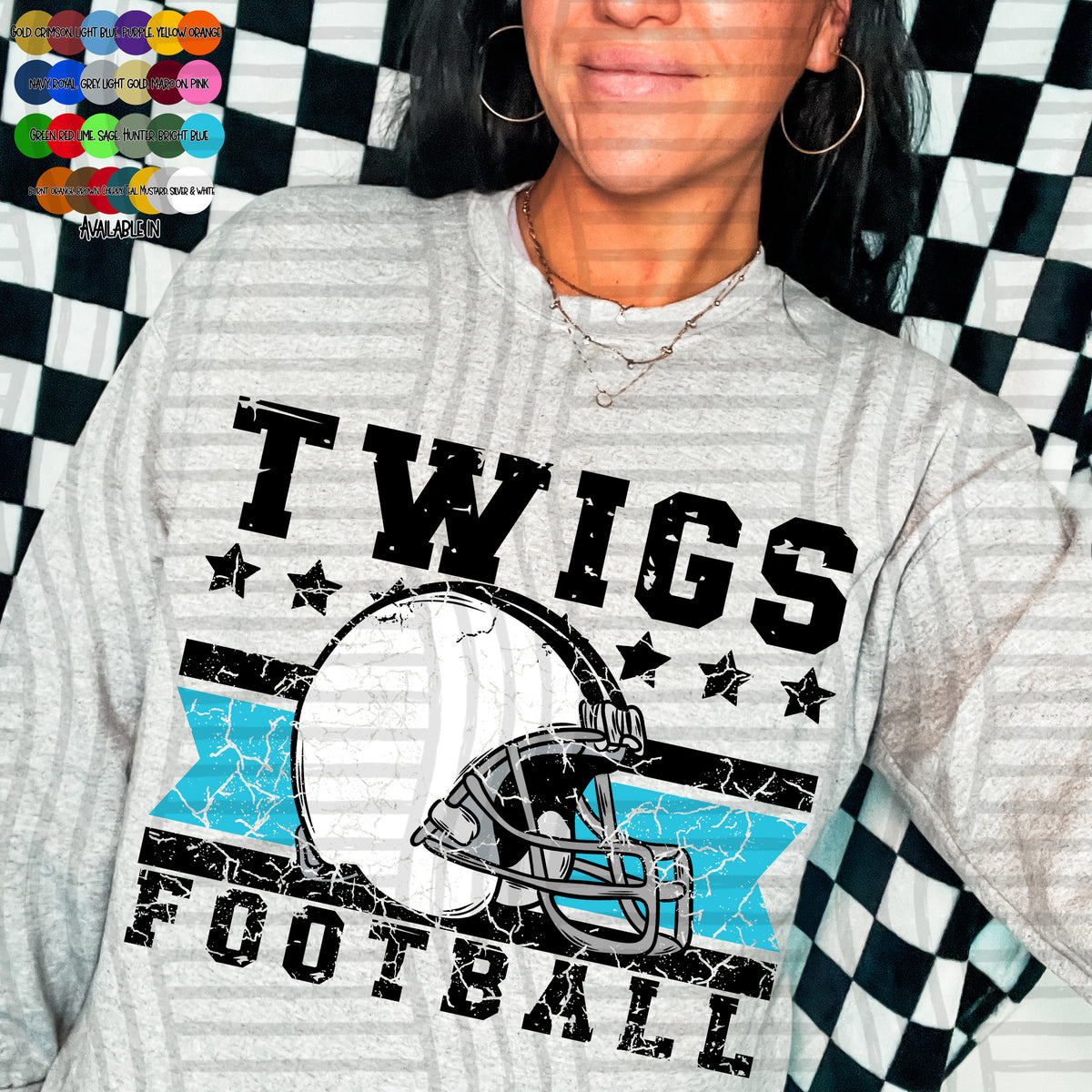 twigs football helmet distressed colors (caplinger) DTF transfer