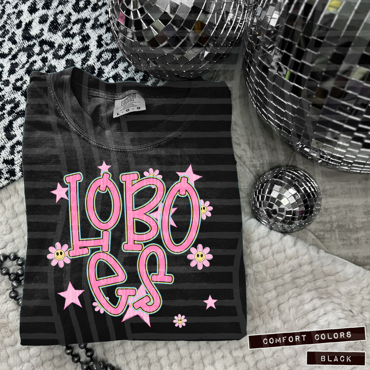 Loboes Pink Flowers And Stars 104982 DTF transfer