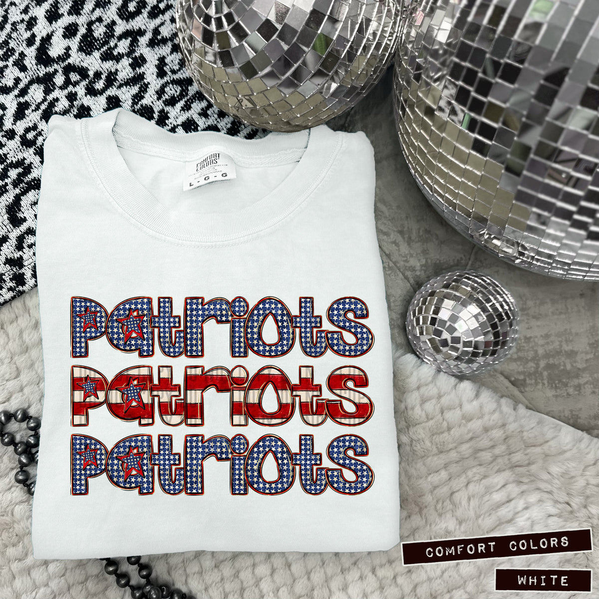 Patriots RWB stacked (Caplinger) DTF transfer