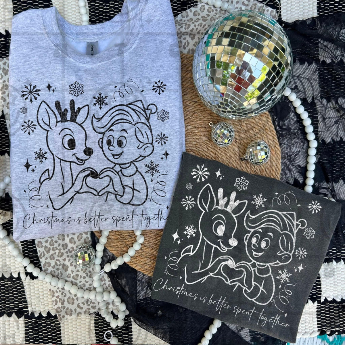 Christmas is better spent together reindeer misfit BLACK HW DTF transfer