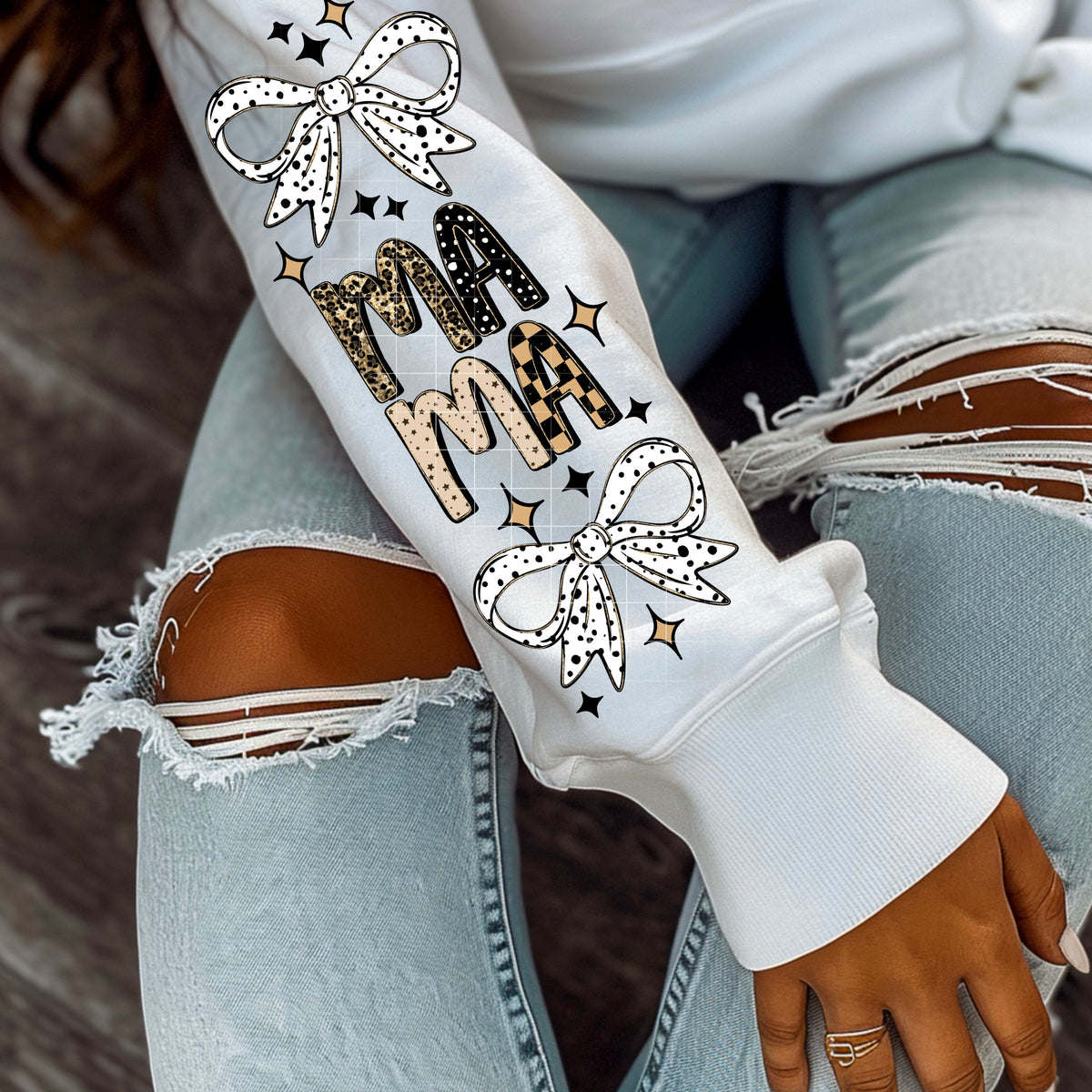 Mama with polkadot bow (SLEEVE) CSC DTF transfer