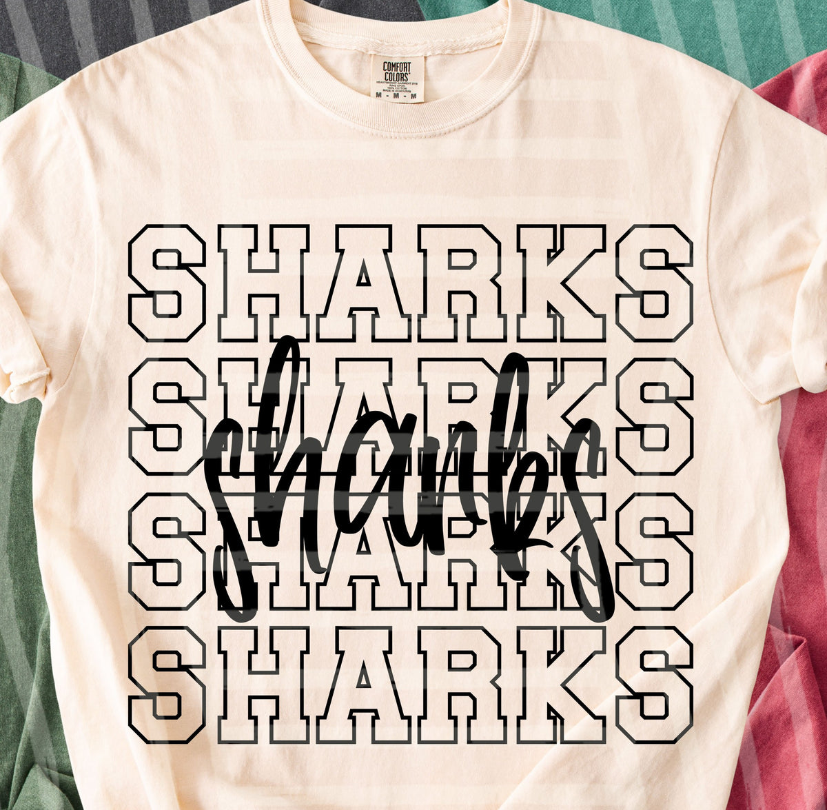 sharks simple stacked outlines (Caplinger) DTF Transfer