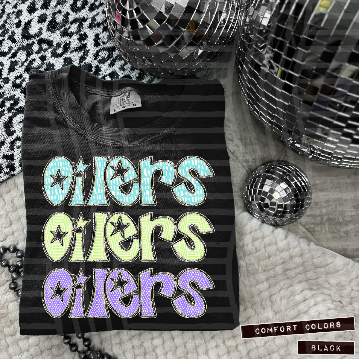 Oilers Pastel Star Stacked (Caplinger) 101645 DTF transfer