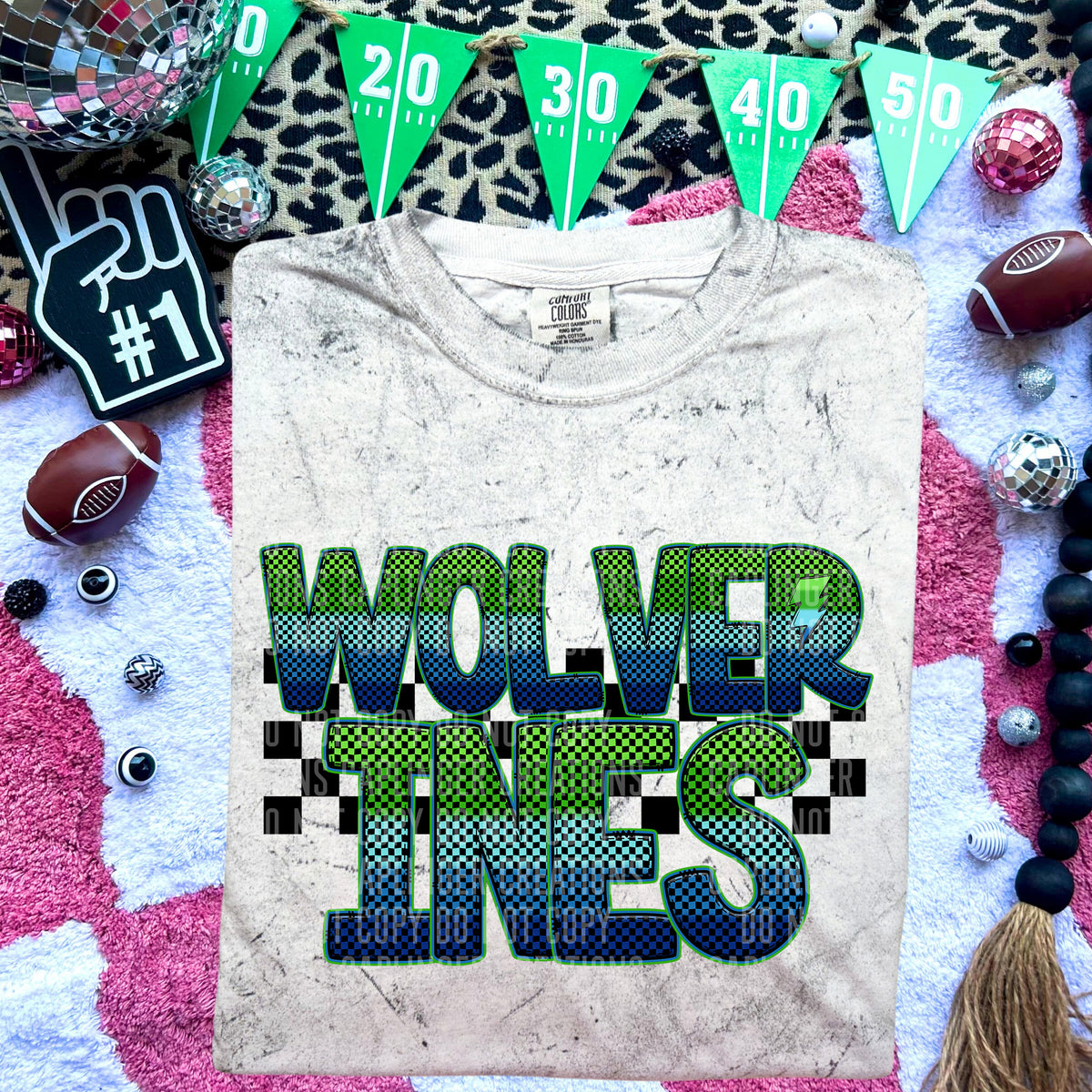 Wolverines Blue and Green Checkered (Caplinger) DTF transfer
