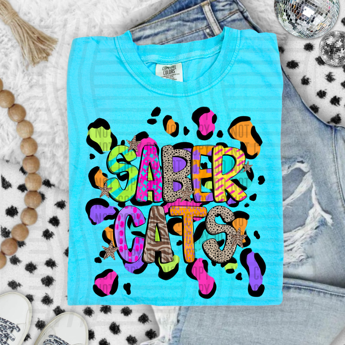 sabercats Funky Mix Up Leopard Mascot (Caplinger) DTF transfer