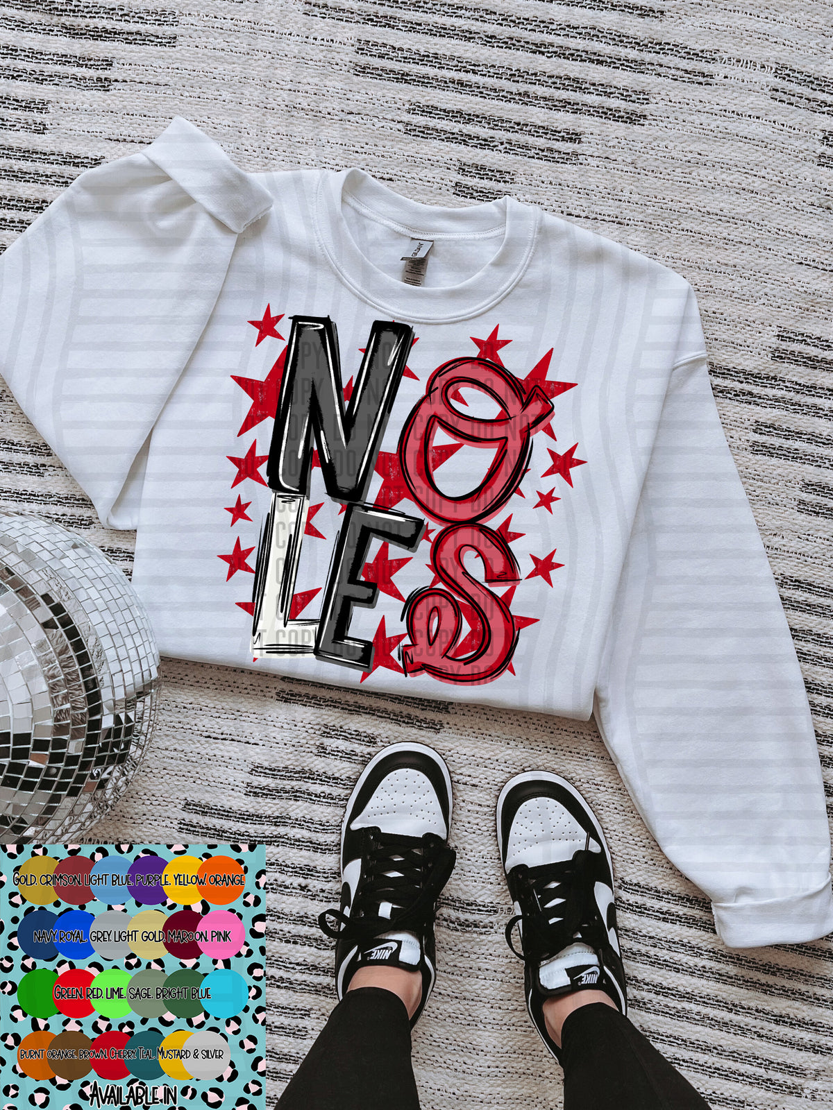 noles black white and red with red stars (Caplinger) DTF Transfer