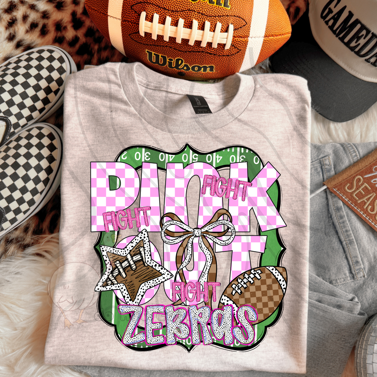Zebras fight fight fight pink out (DKD) DTF transfer