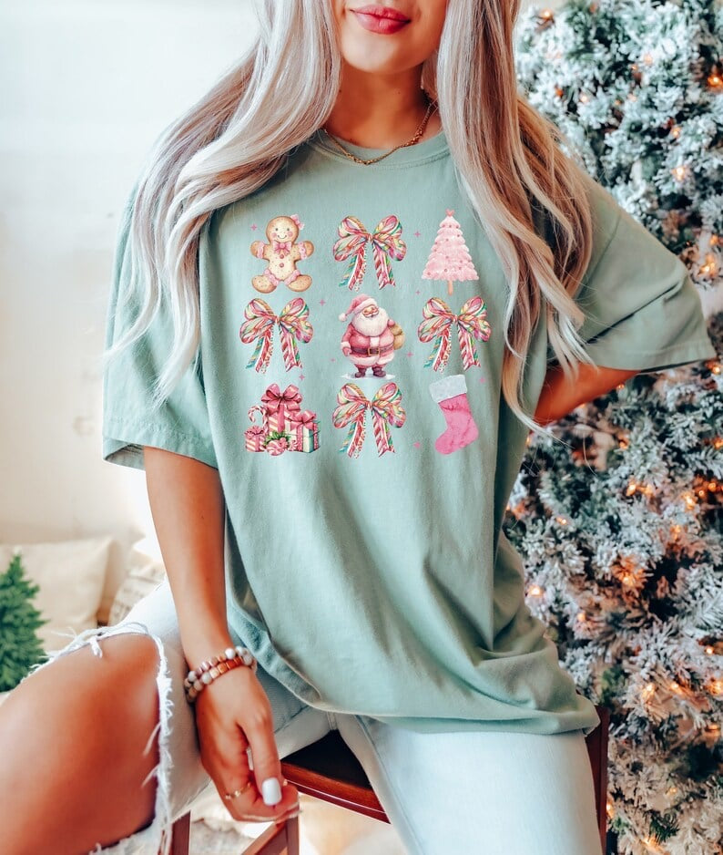 Christmas and bow collage 50949 DTF transfer