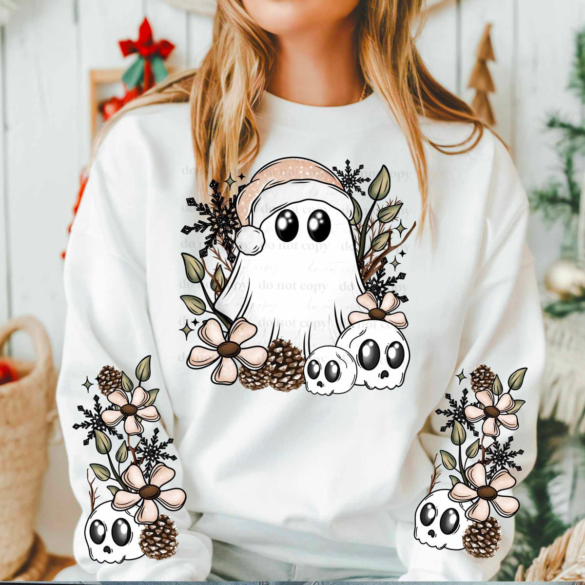 Winter ghost 2 skulls FRONT ONLY (CSC) 60691 DTF transfer