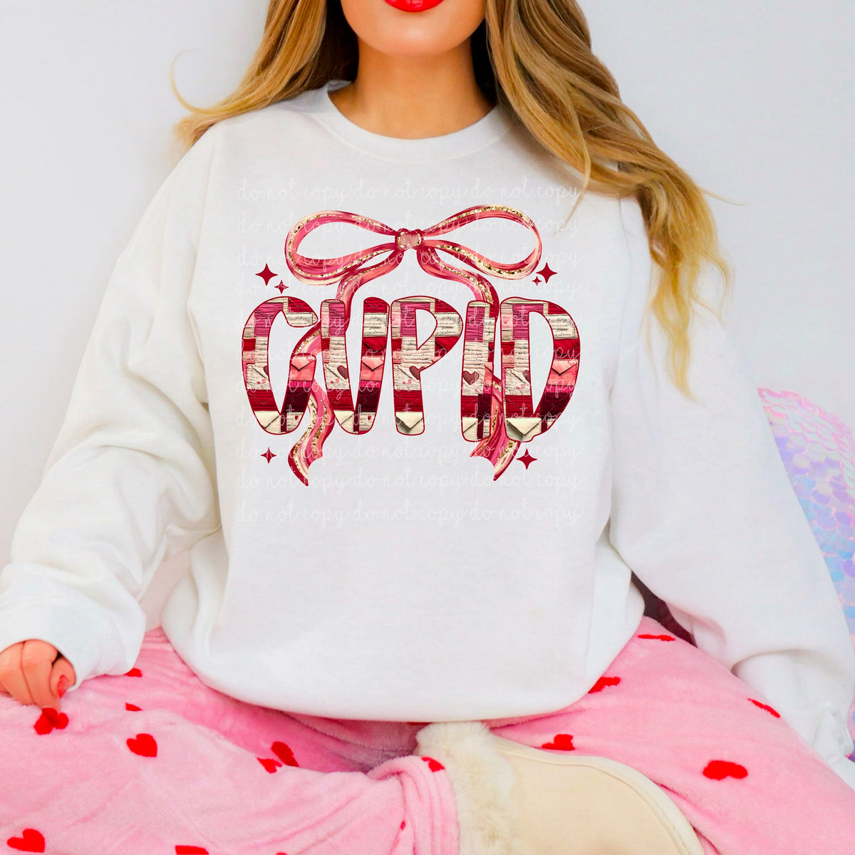 Cupid Valentines Font with bow (exclusive) DTF transfer