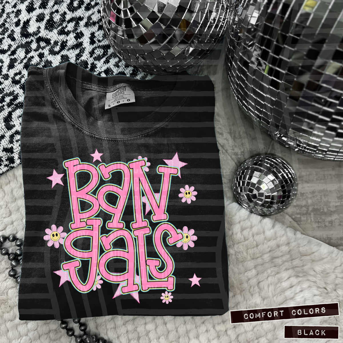 Bangals Pink Flowers And Stars 104895 DTF transfer
