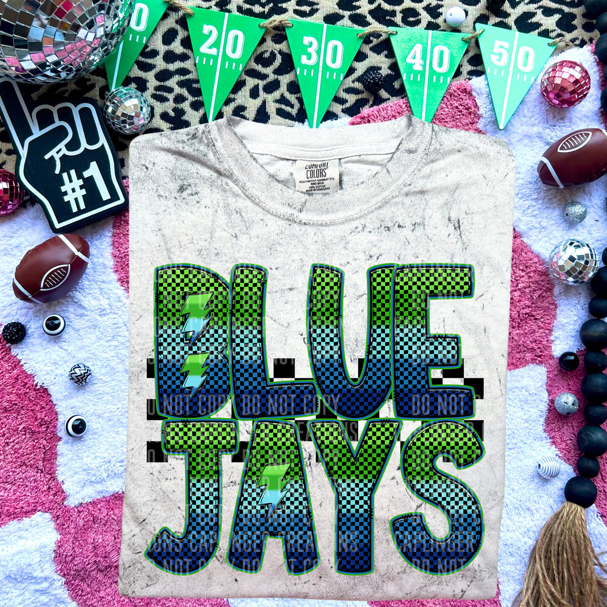 Bluejays Blue and Green Checkered (Caplinger) DTF transfer