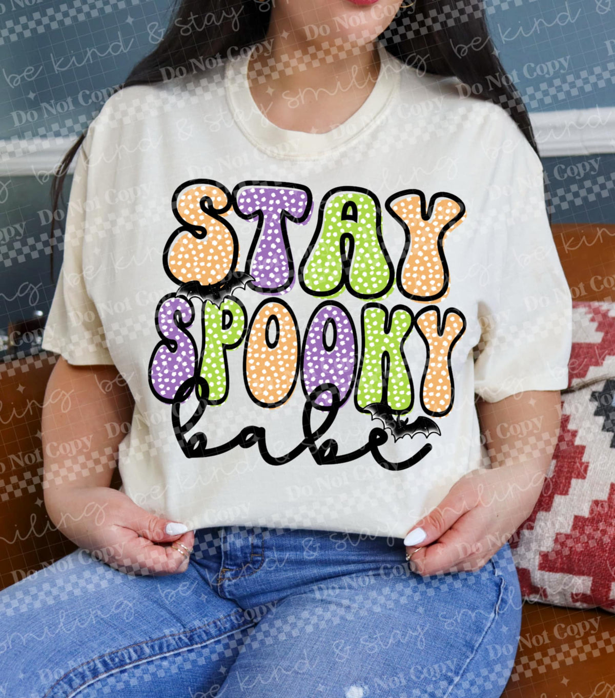 Stay Spooky Babe polka dots (two peas) DTF transfer