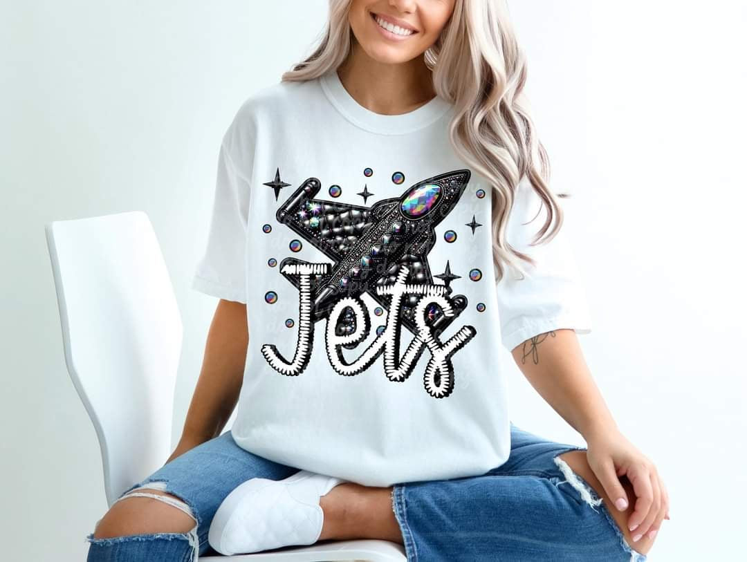 Jets bedazzled mascot 53591 DTF transfer