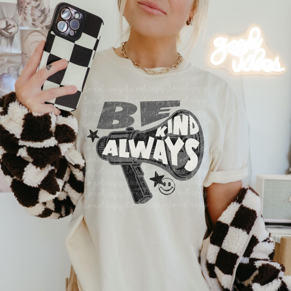 Be kind always black megaphone (MMD) 85277 DTF transfer