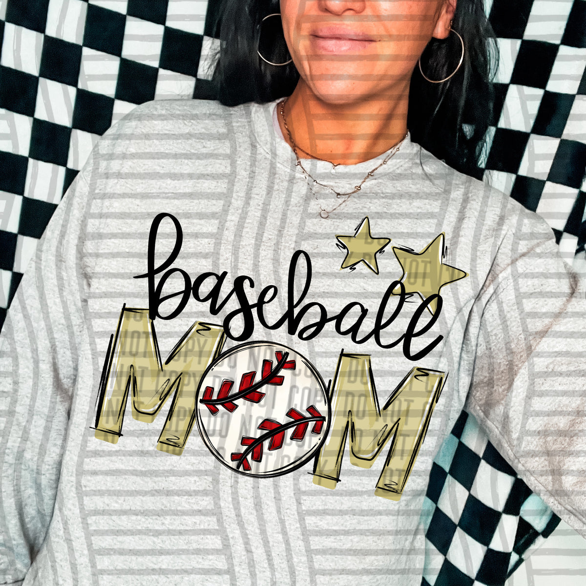 baseball mom light gold stars (Caplinger) DTF transfer